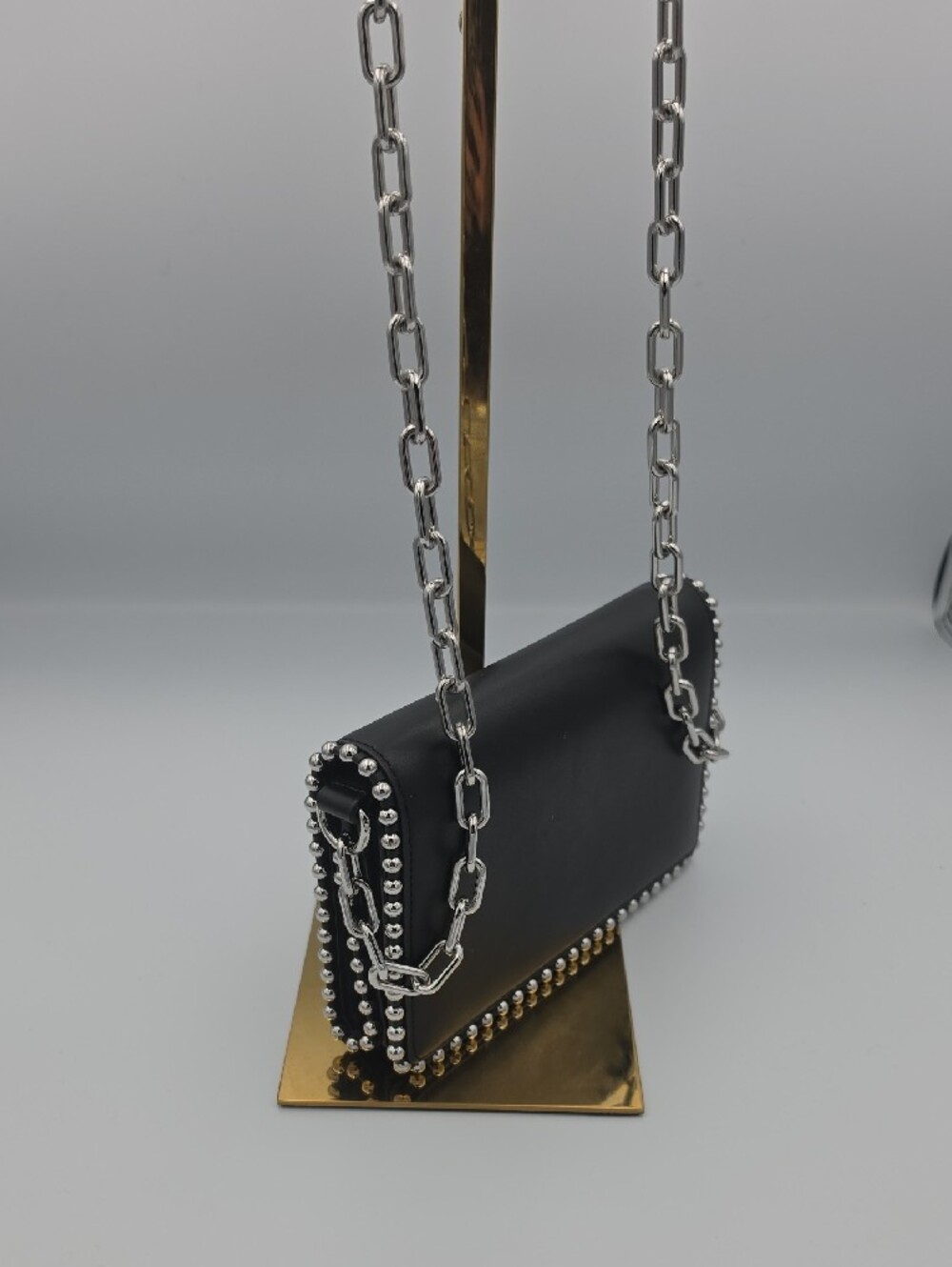 Alexander Wang Attica Biker Silver Chain Flap Stud Small Crossbody Bag (EUC)🖤🩶 - Picture 4 of 16